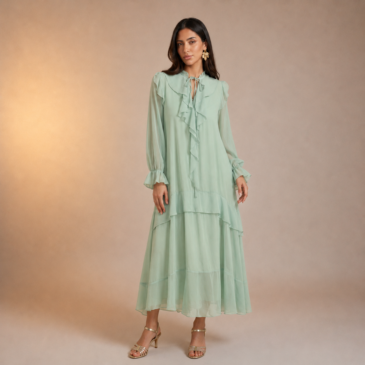 Mariyah Ruffle Veil Dress