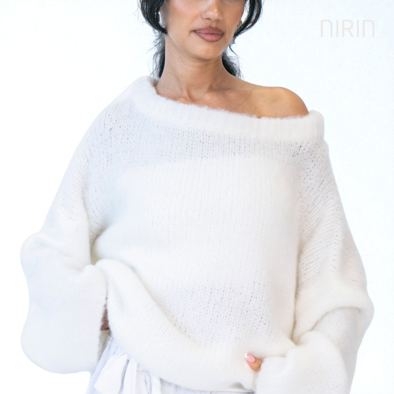 Off-Shoulder Knit Pullover