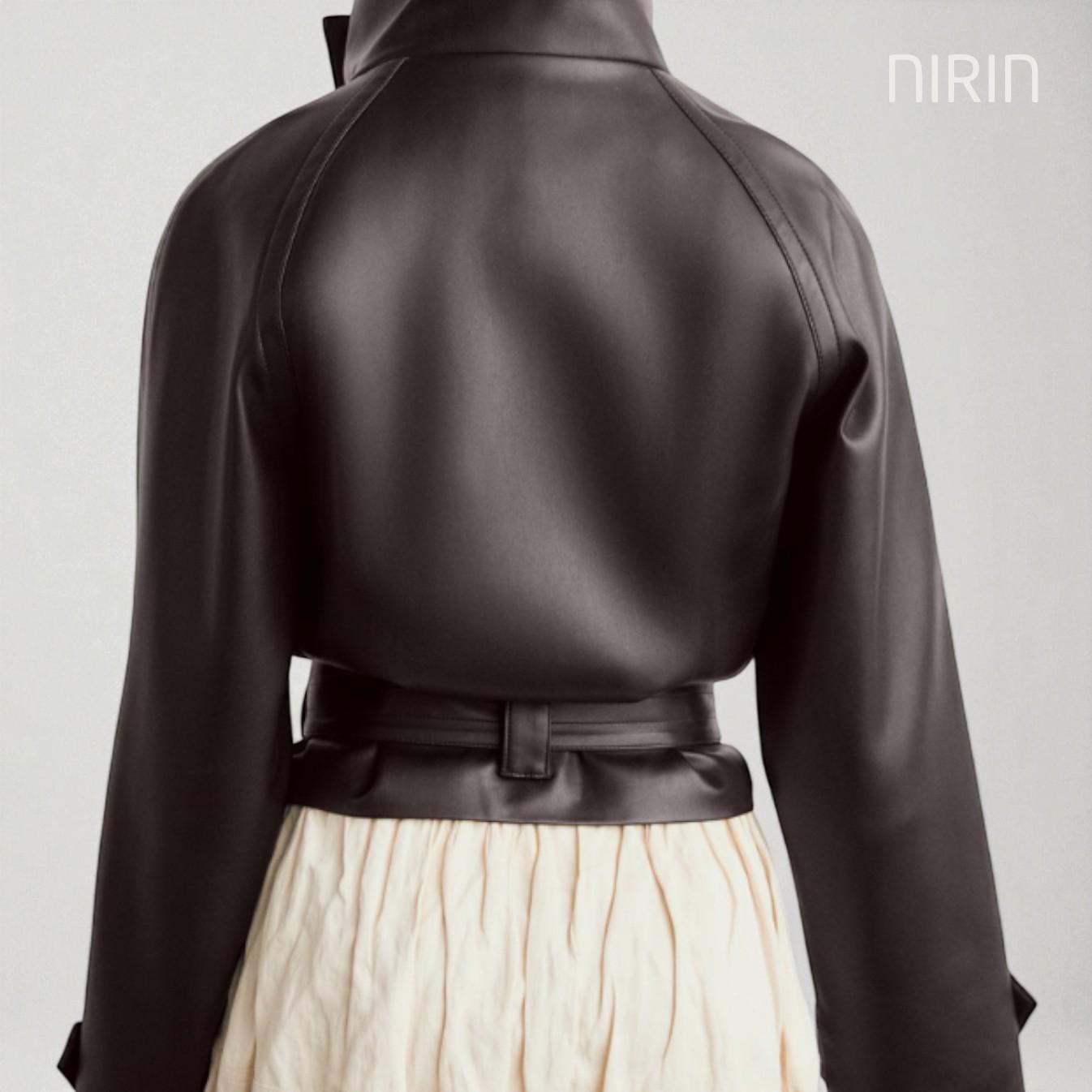 Leren Crop Jacket met Riem