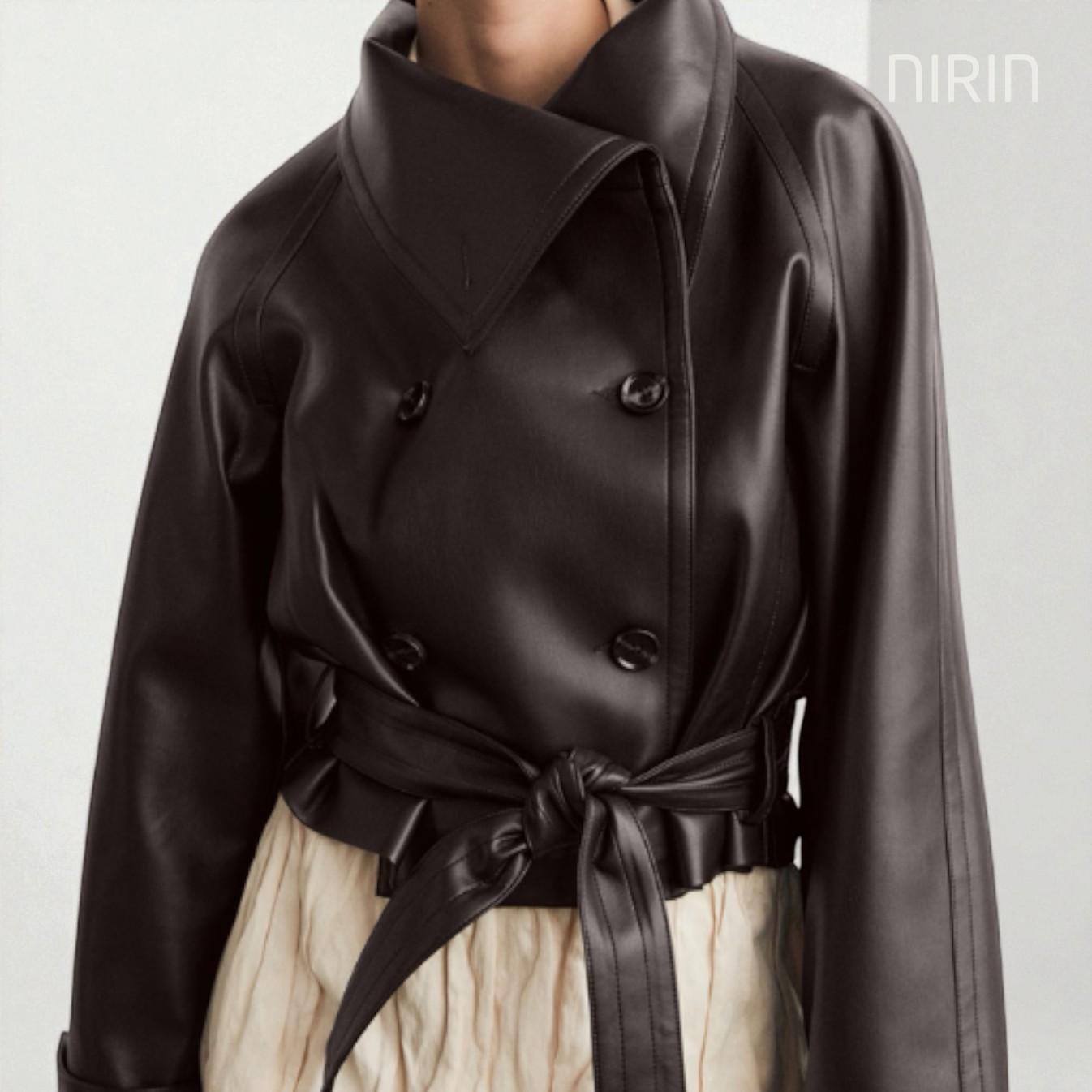 Leren Crop Jacket met Riem