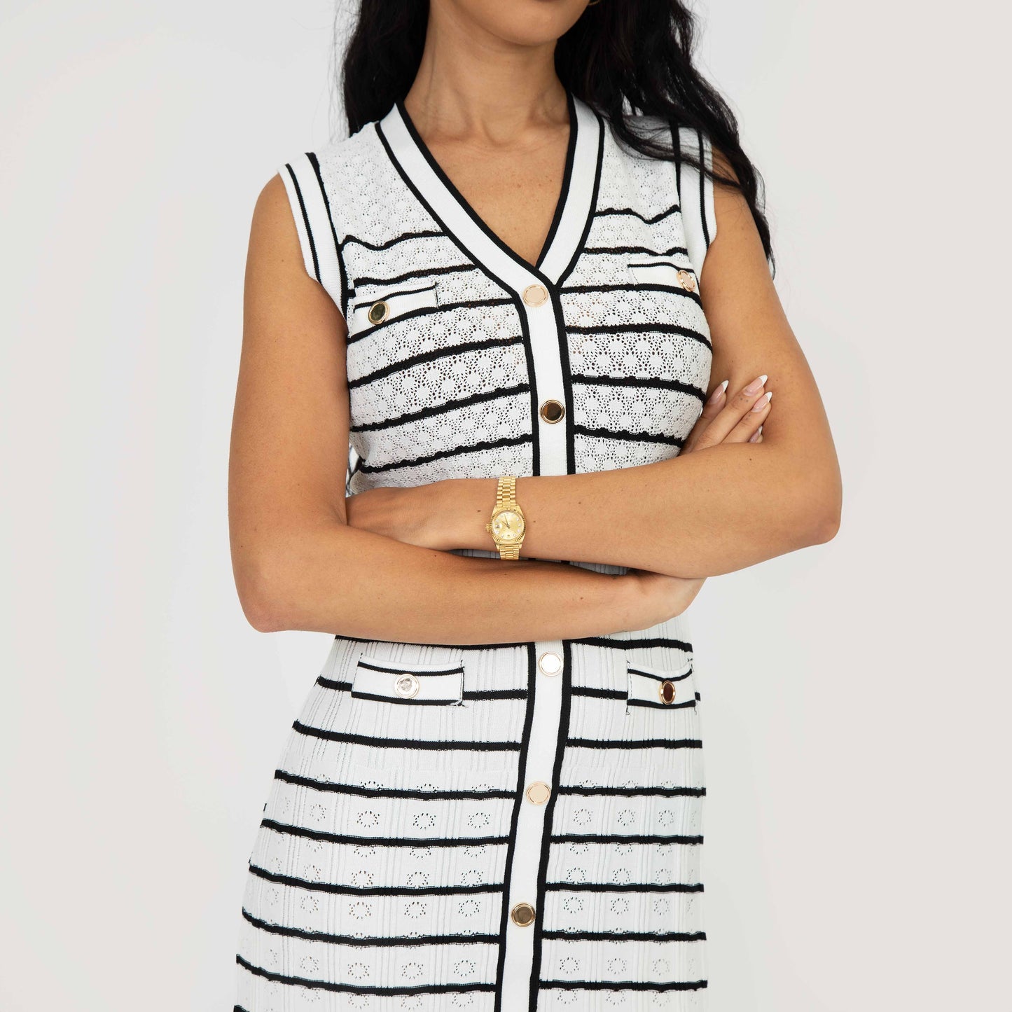 Elegante Gestreepte Midi Dress