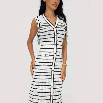 Elegante Gestreepte Midi Dress
