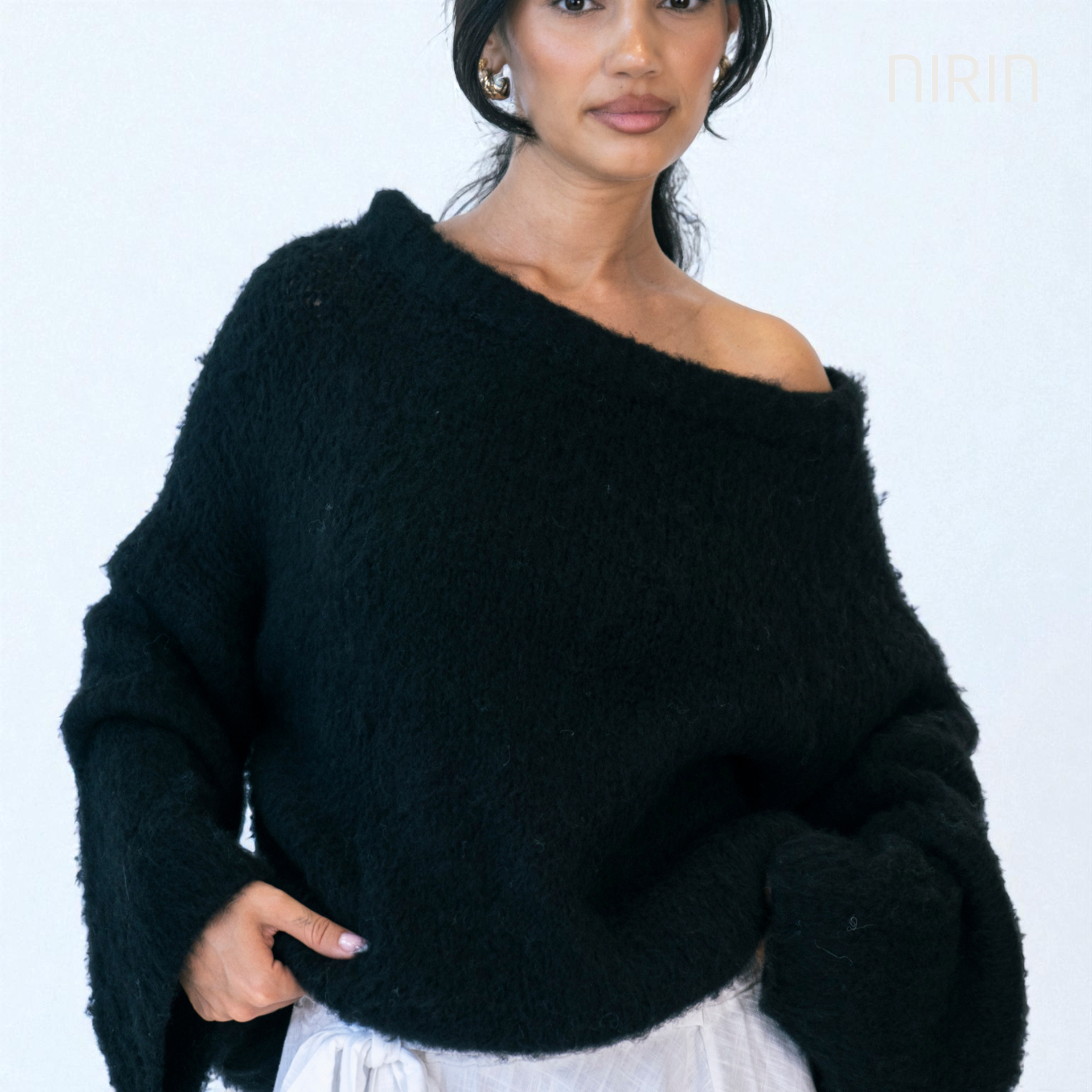 Off-Shoulder Knit Pullover