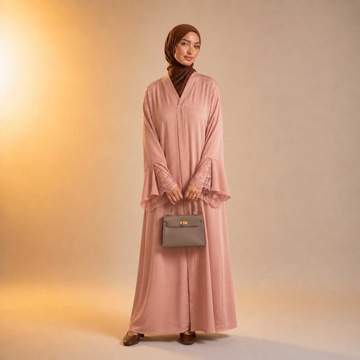 Amirah Lace Sleeve Trim Abaya