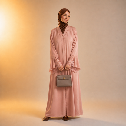 Amirah Lace Sleeve Trim Abaya