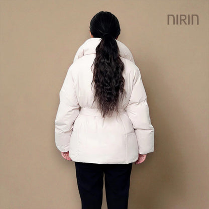 Moderne Short Pufferjas met Ceintuur