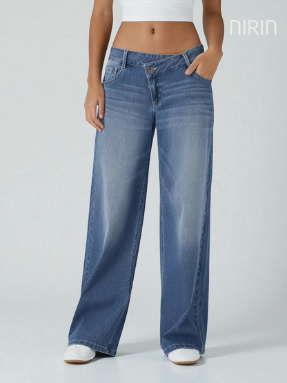 ILA Wide Leg Washed Casual Jeans