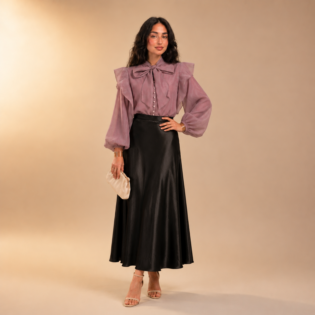 Anhar Chiffon Ruffle Blouse