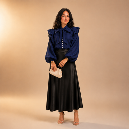 Anhar Chiffon Ruffle Blouse
