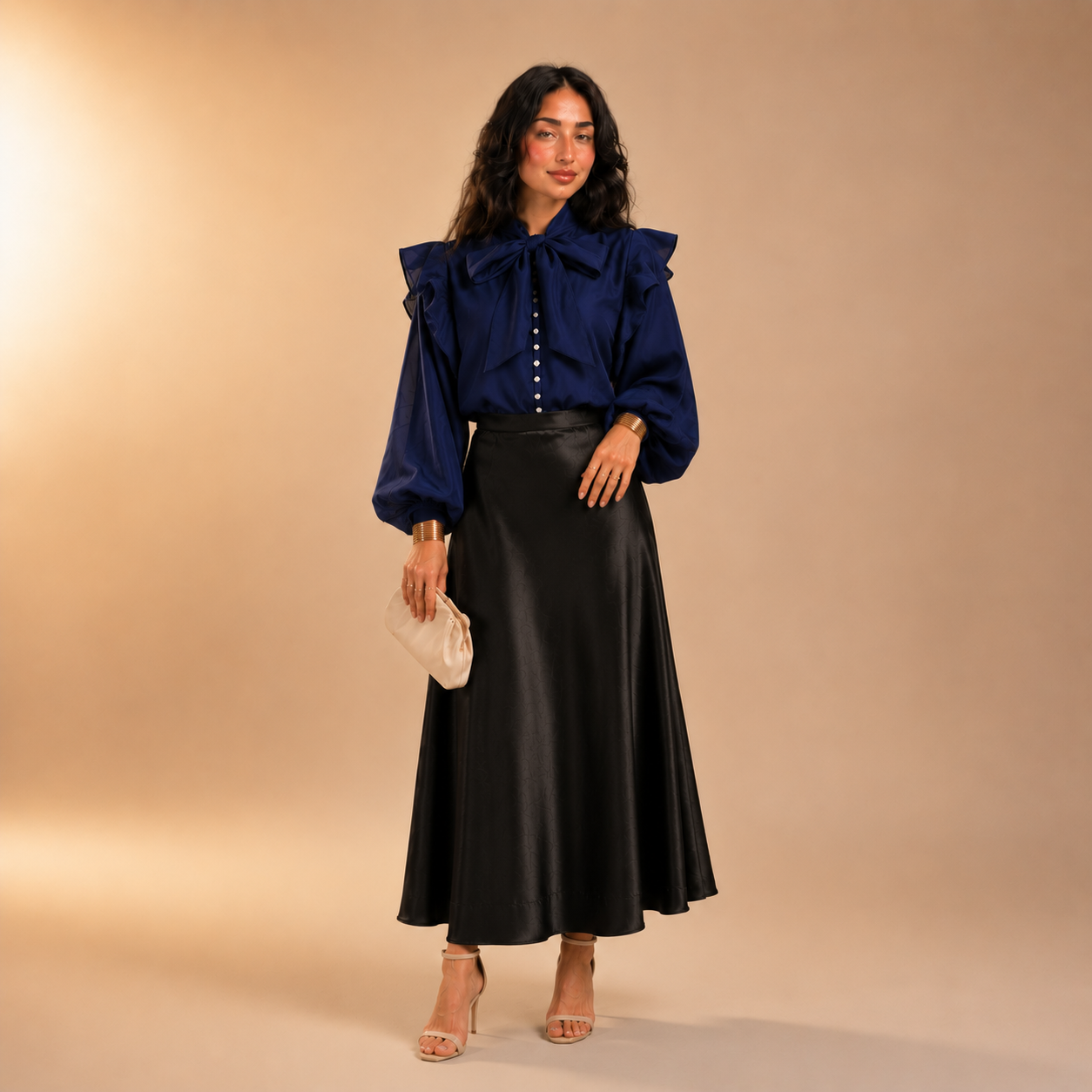 Anhar Chiffon Ruffle Blouse
