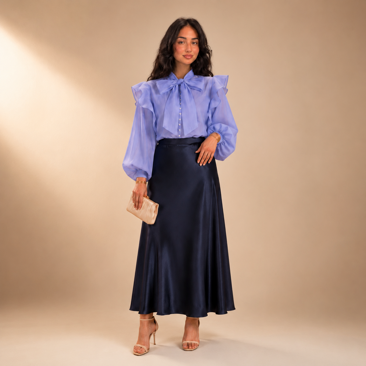 Anhar Chiffon Ruffle Blouse