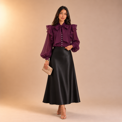 Anhar Chiffon Ruffle Blouse