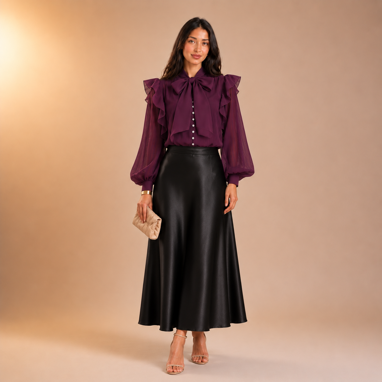 Anhar Chiffon Ruffle Blouse