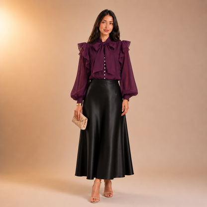 Anhar Chiffon Ruffle Blouse