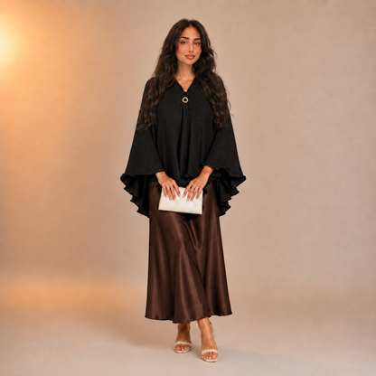 Raneem Ribbed Contour Poncho