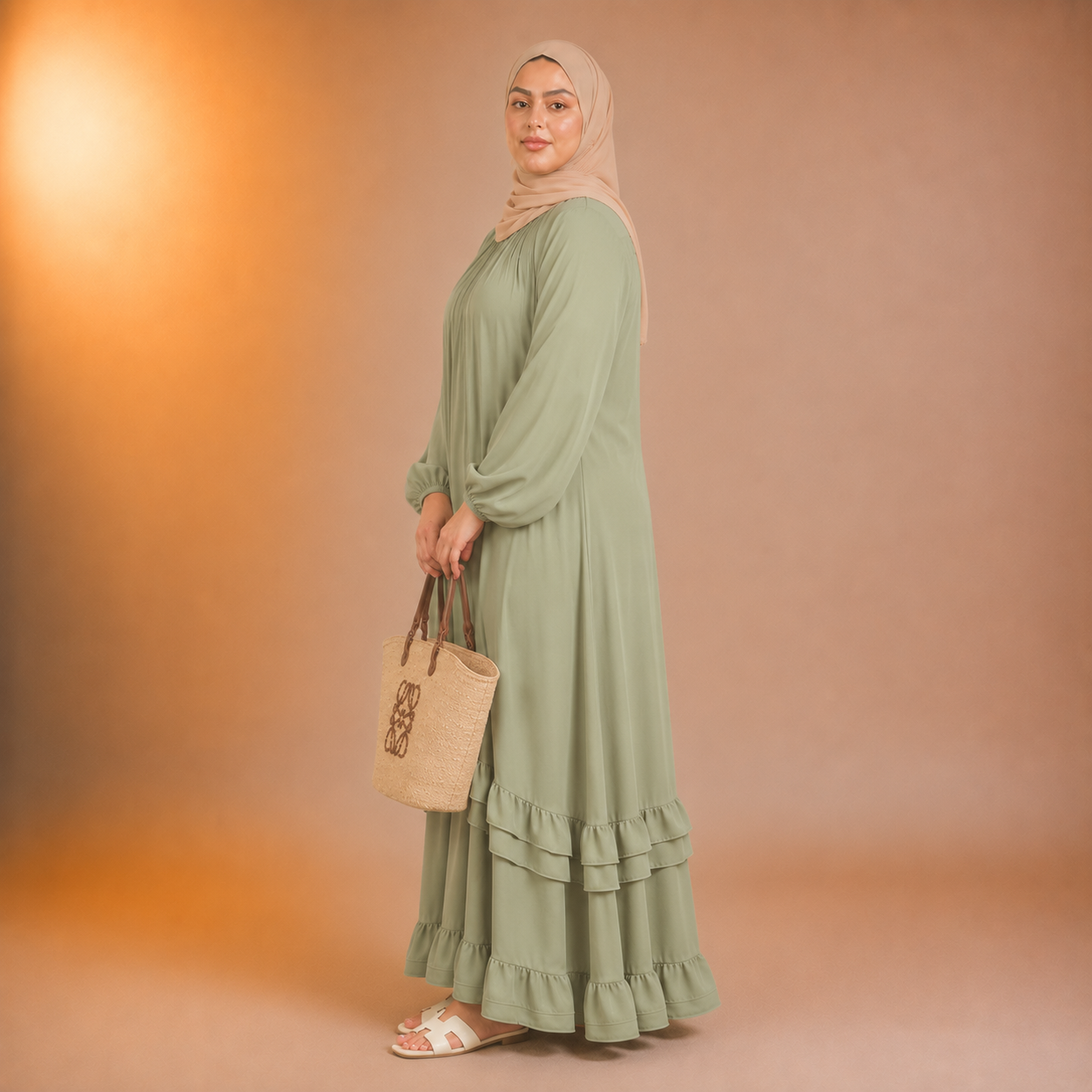 Sahar Soft Cascade Dress (Plus Size)