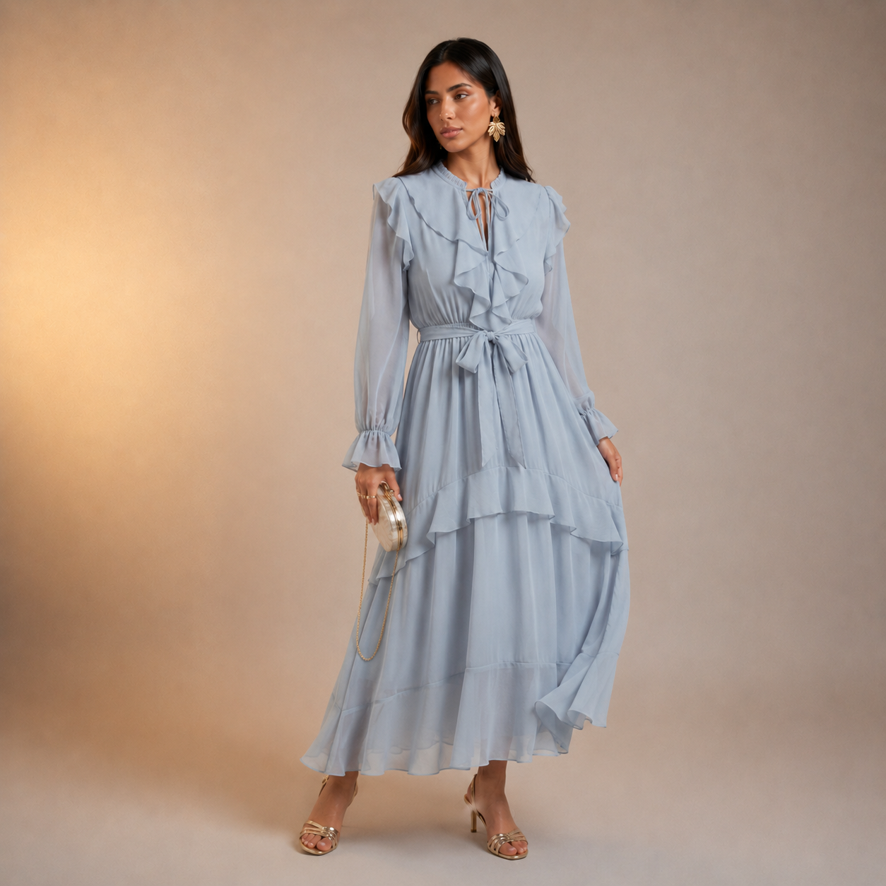Mariyah Ruffle Veil Dress