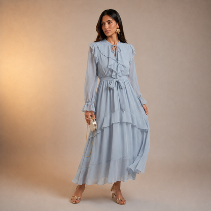 Mariyah Ruffle Veil Dress