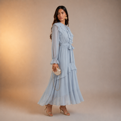 Mariyah Ruffle Veil Dress