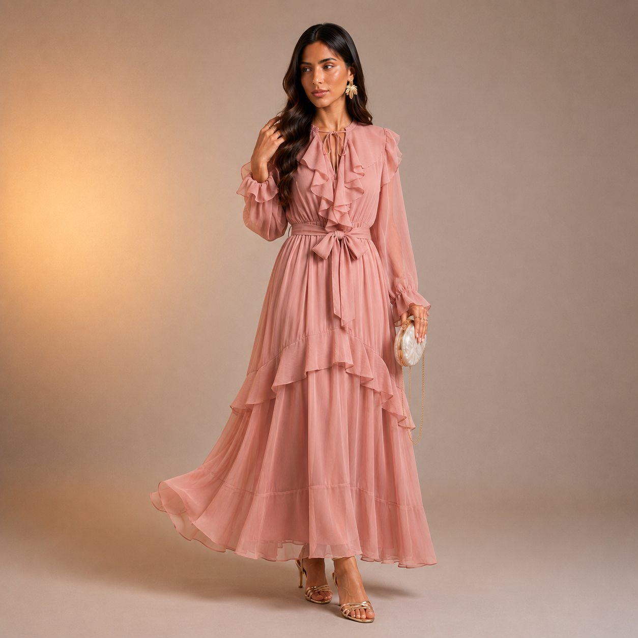 Mariyah Ruffle Veil Dress