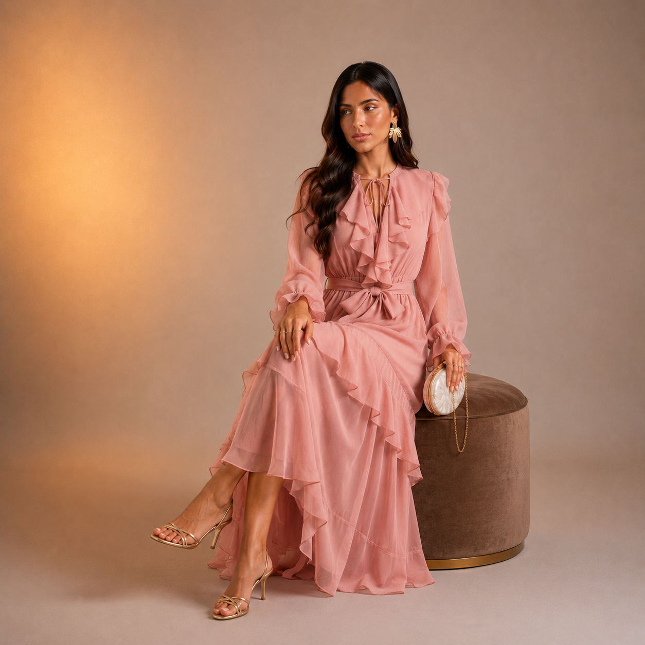 Mariyah Ruffle Veil Dress