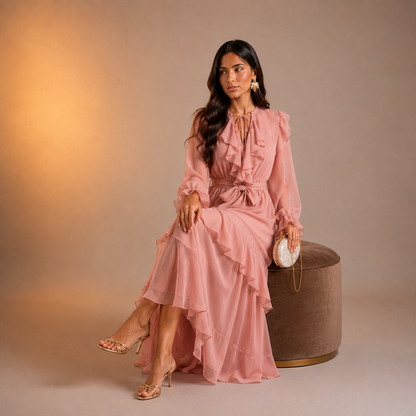 Mariyah Ruffle Veil Dress