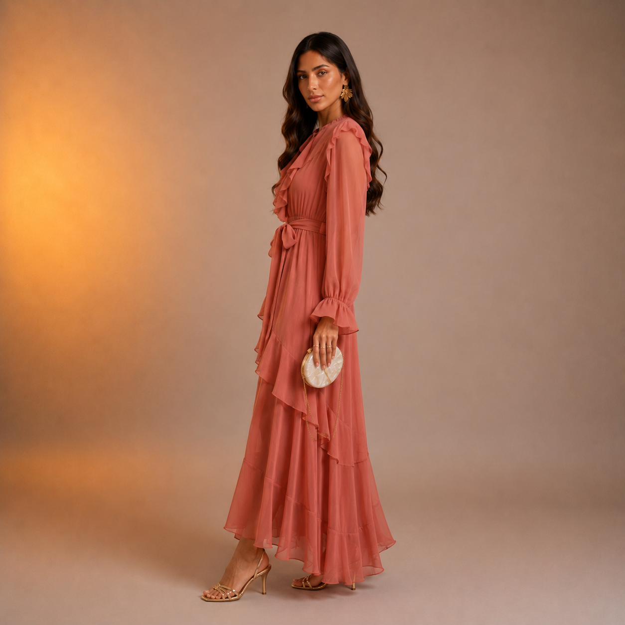 Mariyah Ruffle Veil Dress
