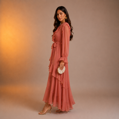 Mariyah Ruffle Veil Dress