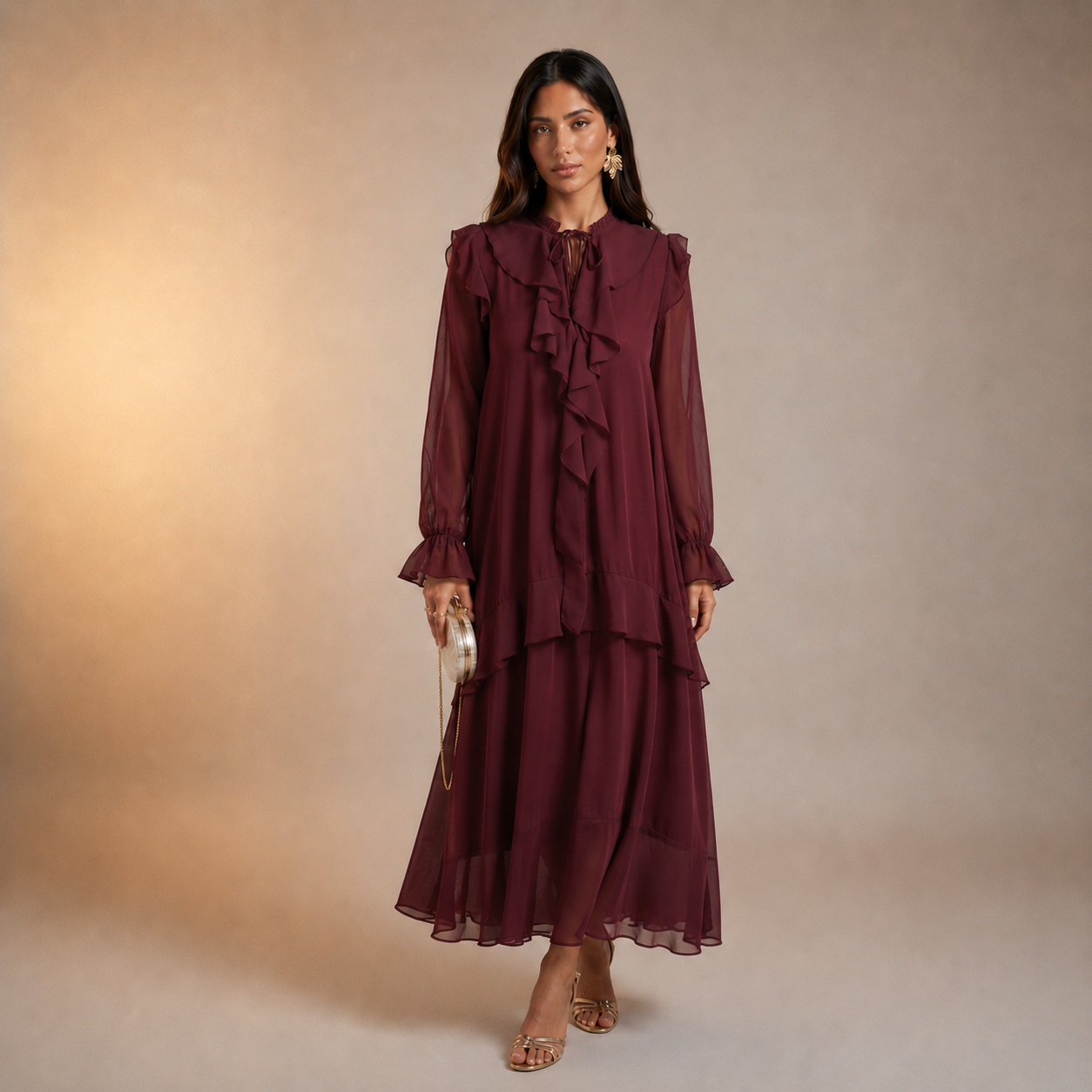 Mariyah Ruffle Veil Dress