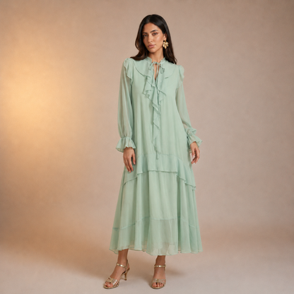 Mariyah Ruffle Veil Dress
