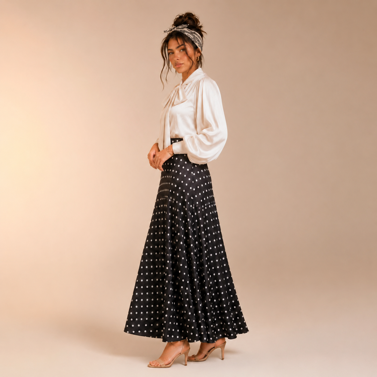 Maysa Polka Satin Skirt