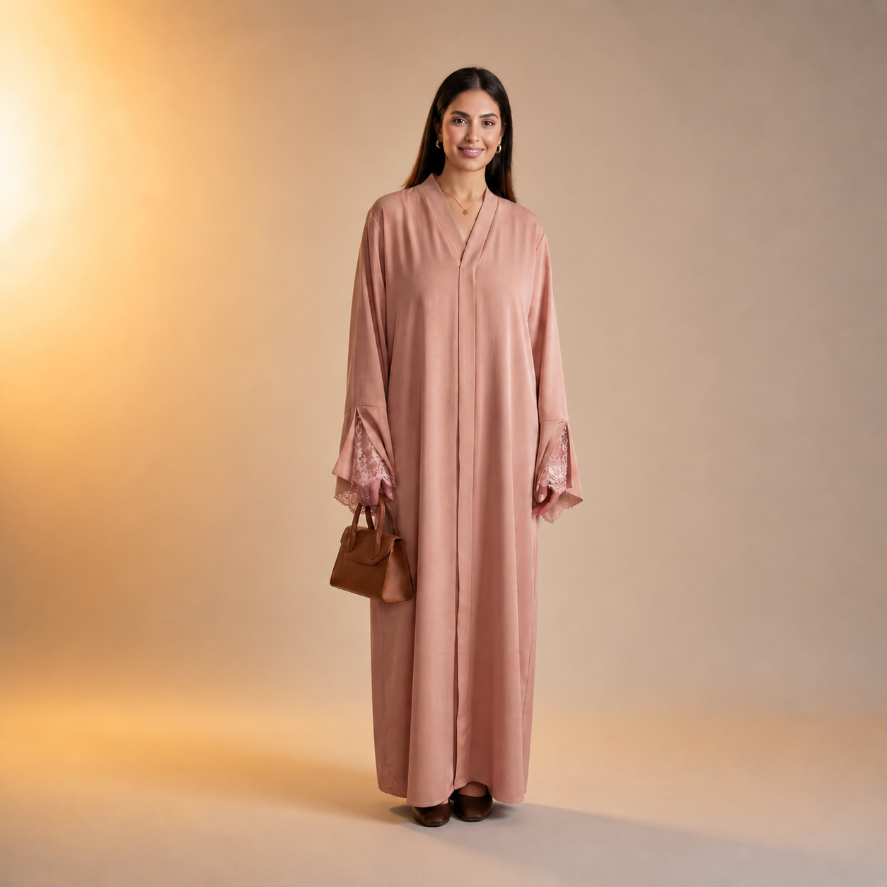 Amirah Lace Sleeve Trim Abaya