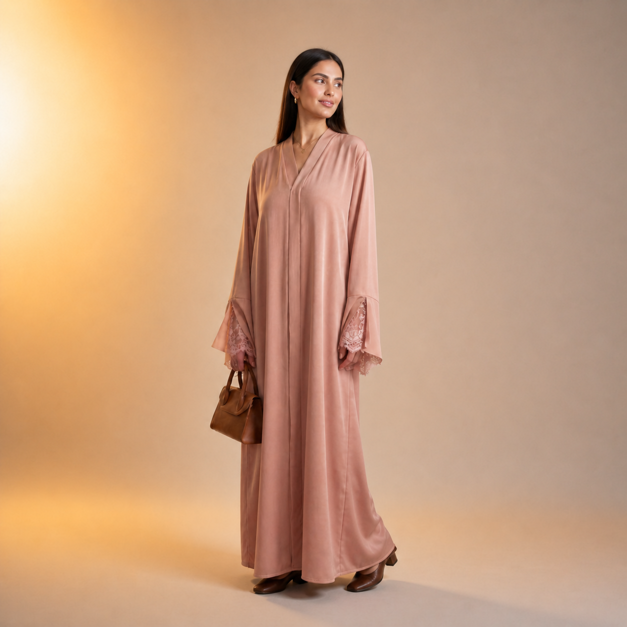 Amirah Lace Sleeve Trim Abaya