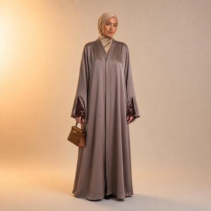 Amirah Lace Sleeve Trim Abaya