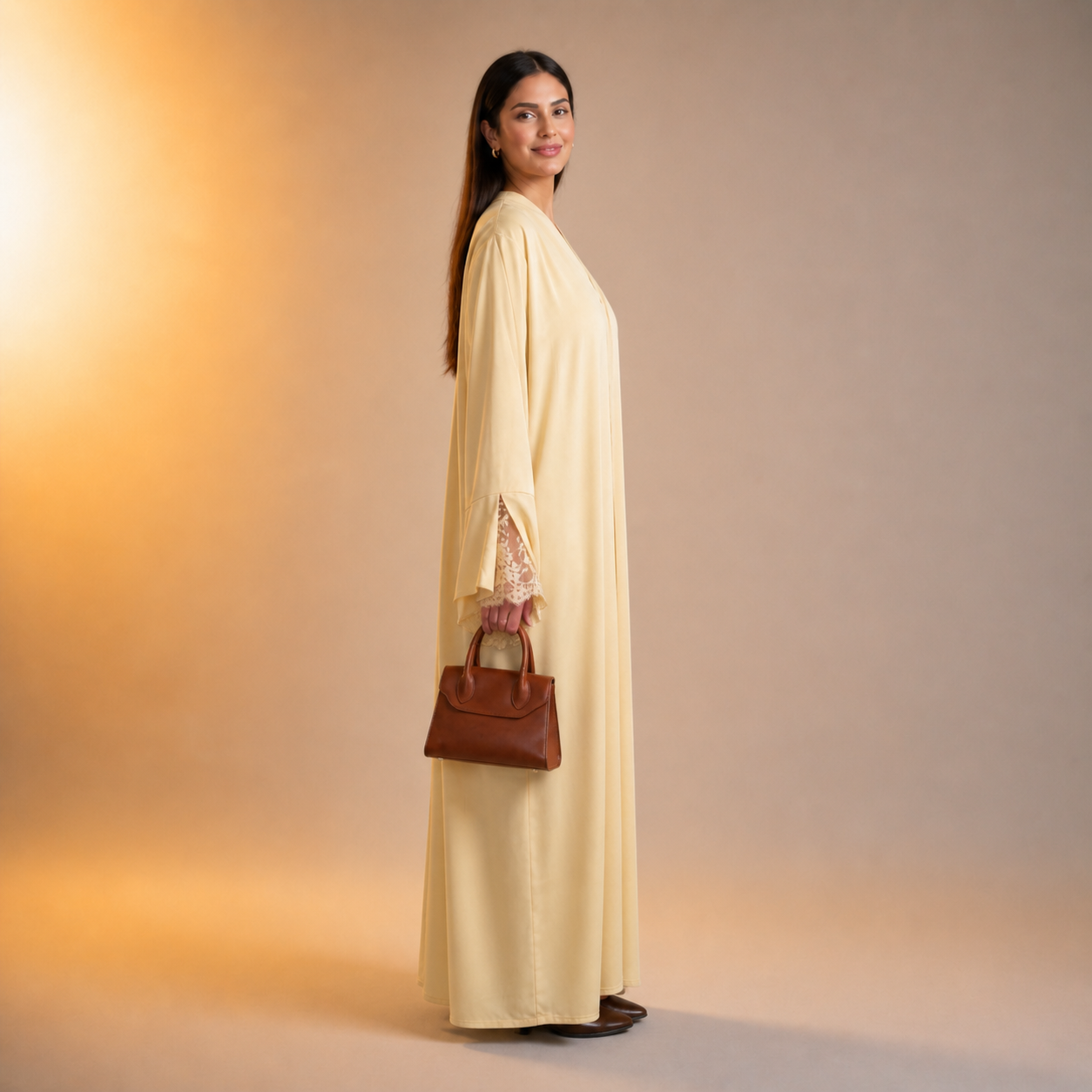 Amirah Lace Sleeve Trim Abaya