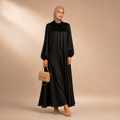 Raniya Satin Dress met strik