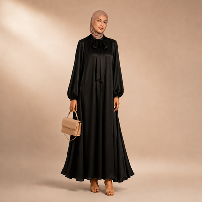 Raniya Satin Dress met strik