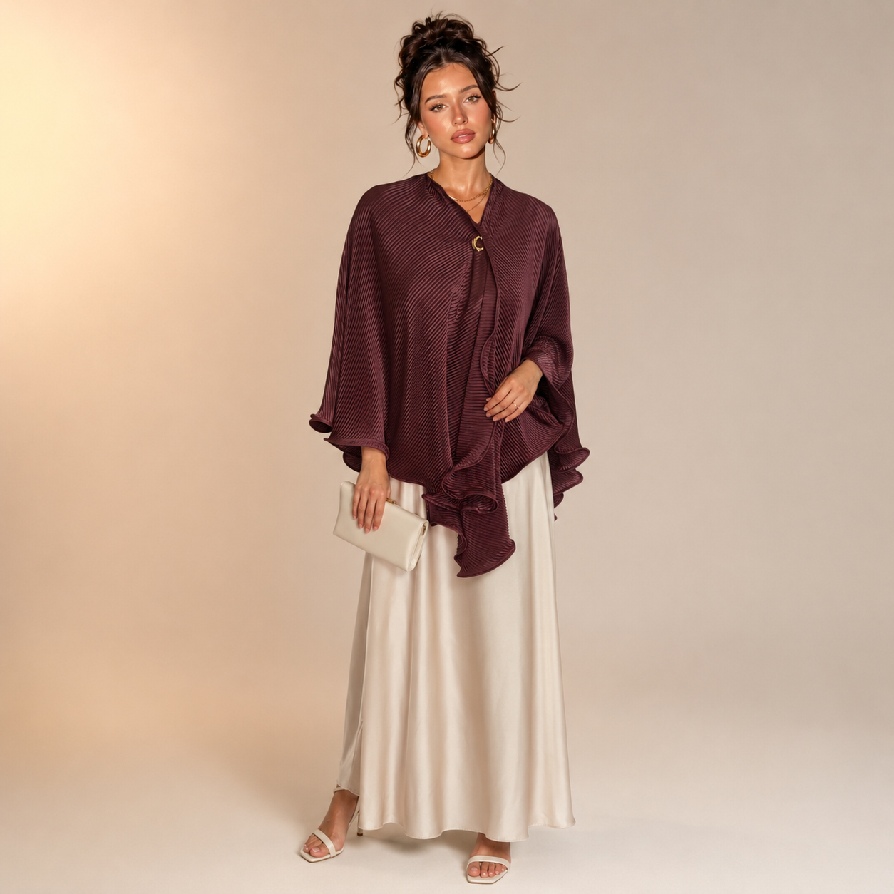 Raneem Ribbed Contour Poncho