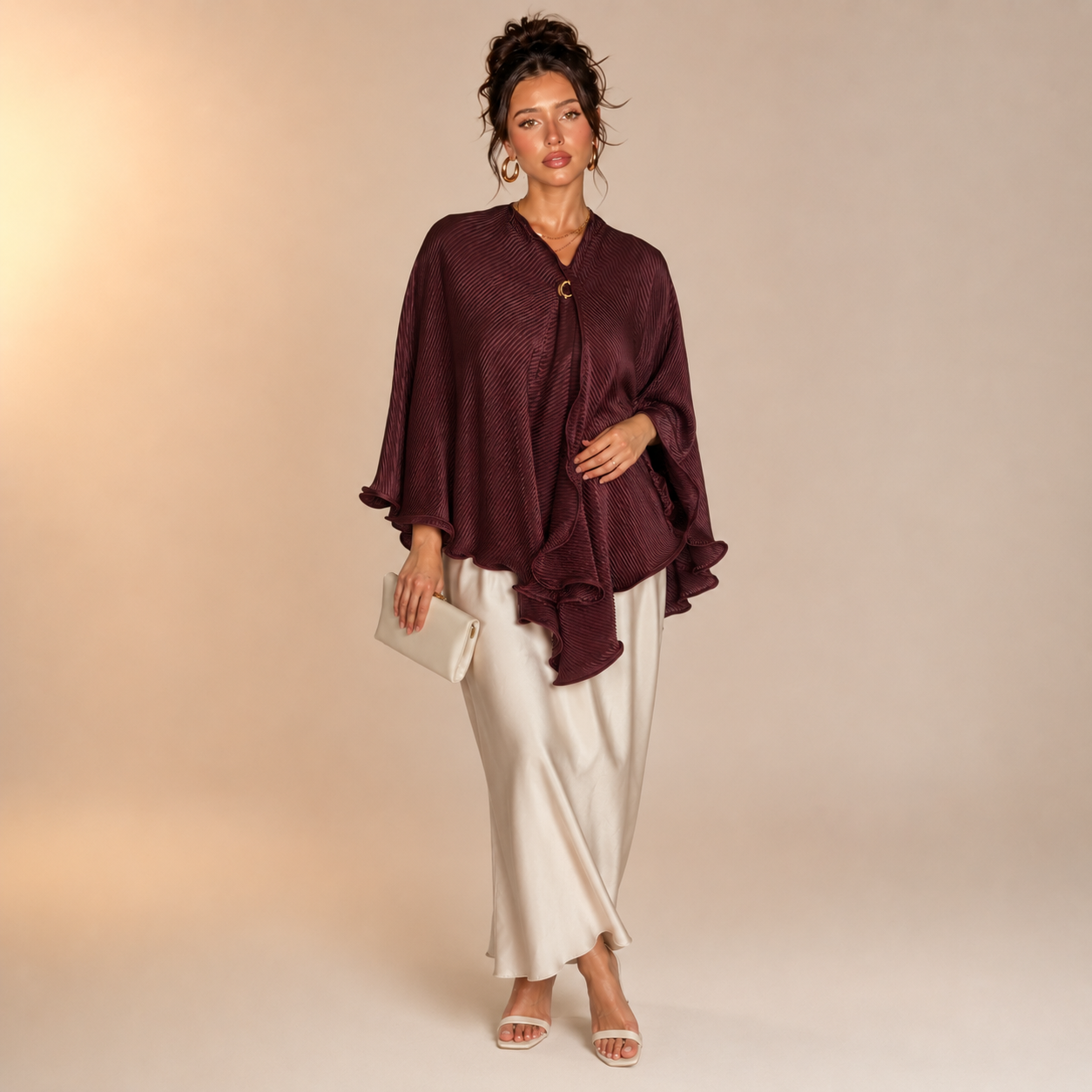 Raneem Ribbed Contour Poncho