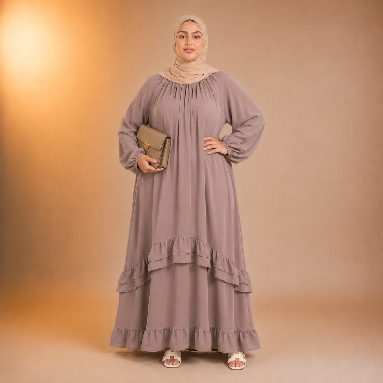 Sahar Soft Cascade Dress (Plus Size)
