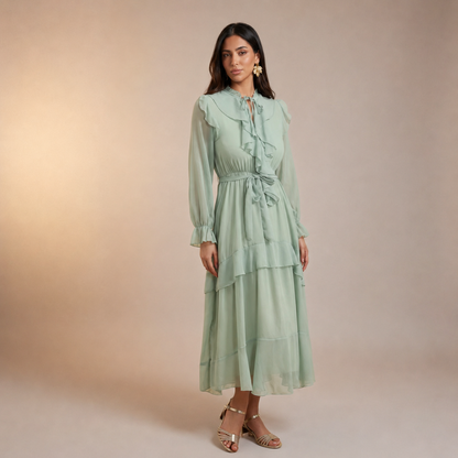 Mariyah Ruffle Veil Dress