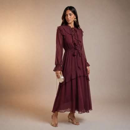 Mariyah Ruffle Veil Dress