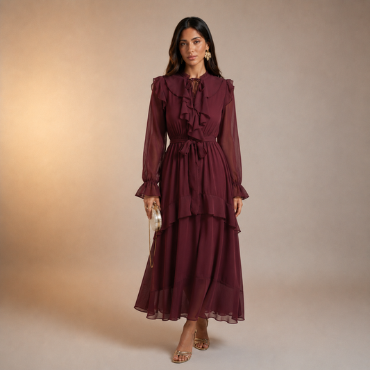 Mariyah Ruffle Veil Dress