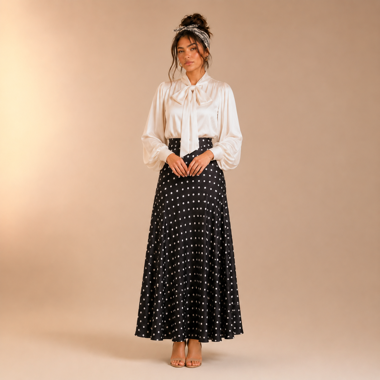Maysa Polka Satin Skirt