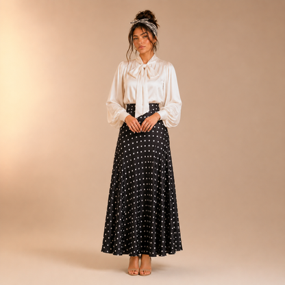Maysa Polka Satin Skirt