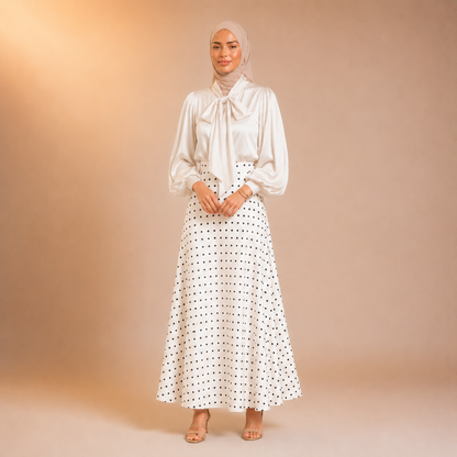 Maysa Polka Satin Skirt