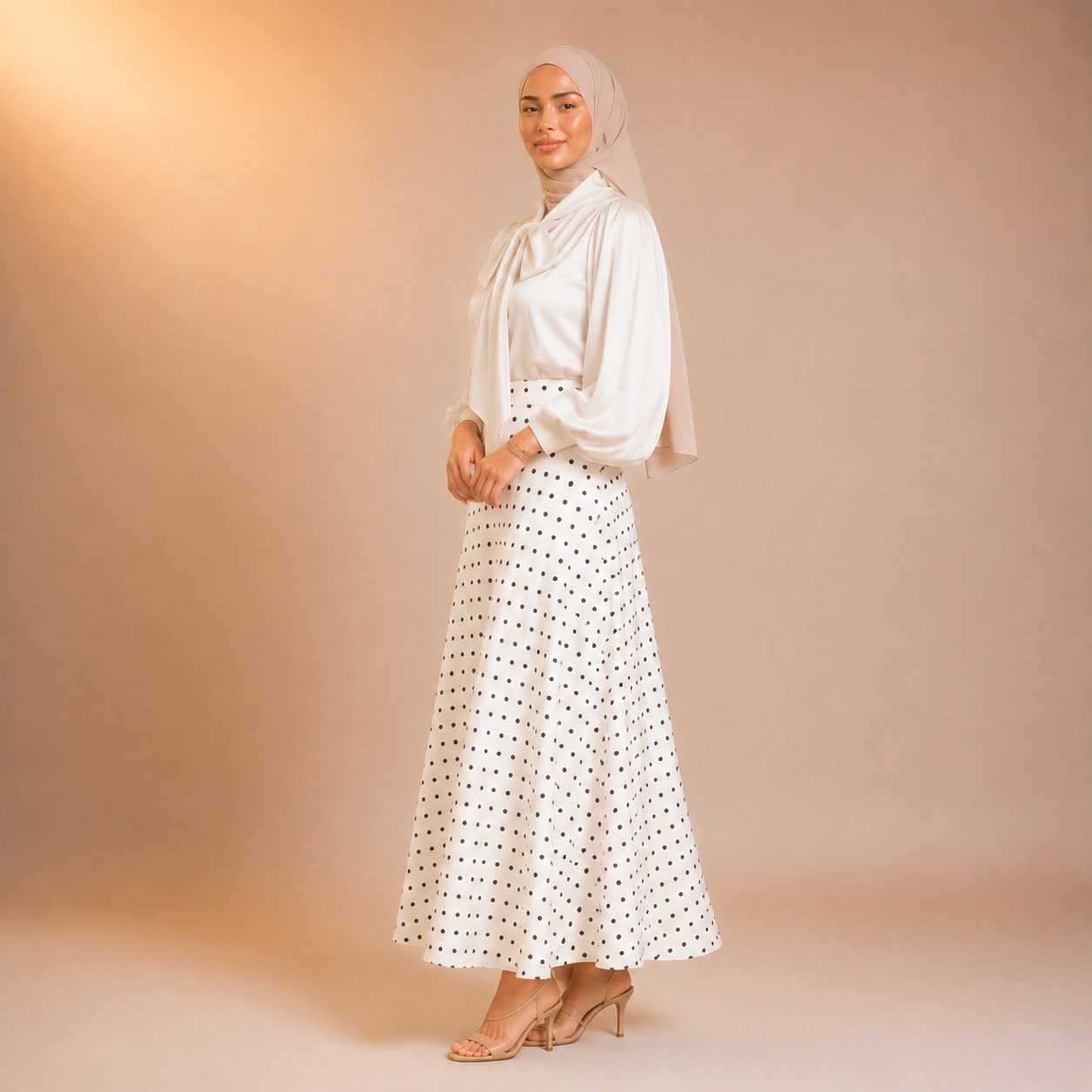 Maysa Polka Satin Skirt