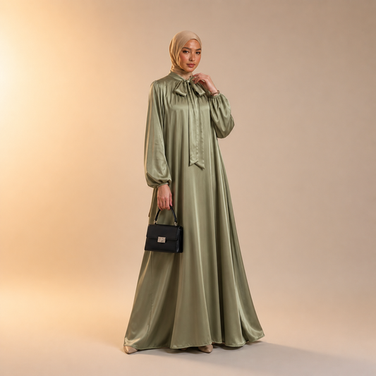 Raniya Satin Dress met strik