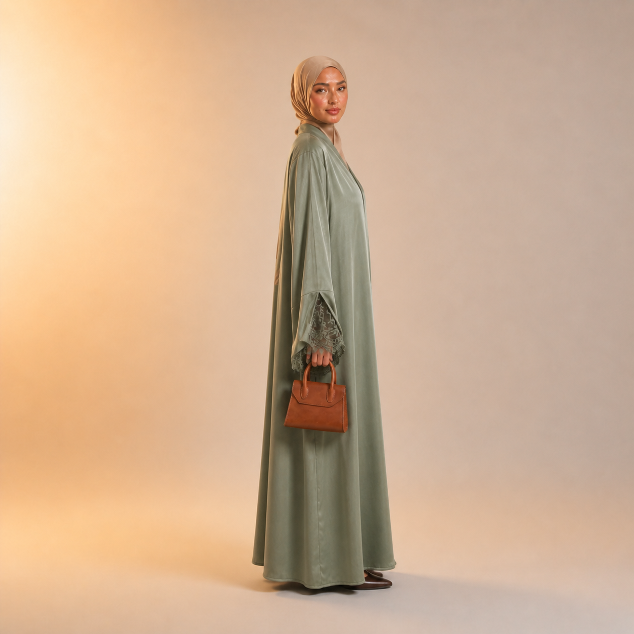 Amirah Lace Sleeve Trim Abaya