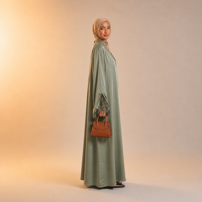 Amirah Lace Sleeve Trim Abaya